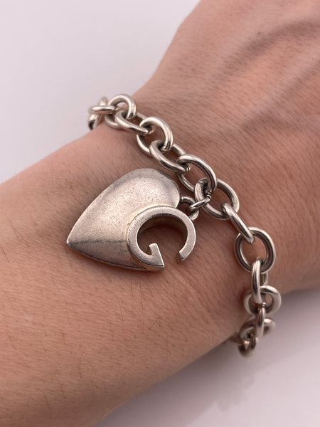 sterling silver Gucci 'Charlotte' chunky heart charm link bracelet