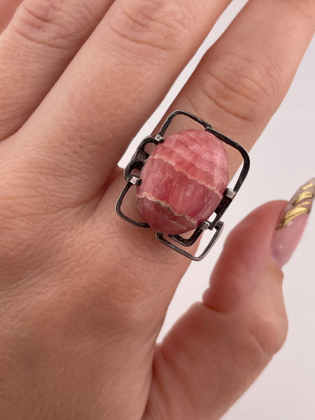 size 7.5 sterling silver rhodochrosite ring **AS IS**