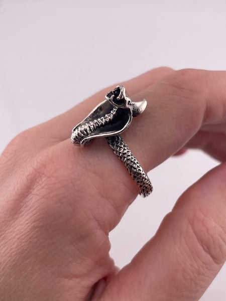 size 13 sterling silver cobra snake ring