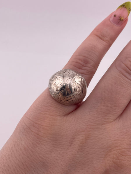 size 5.25 sterling silver etched scroll dome ring