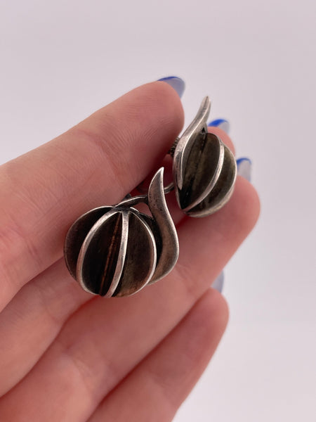 sterling silver designer Jopol Joan Polsdorfer MCM modernist screw back earrings