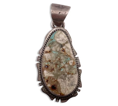 sterling silver ribbon turquoise pendant