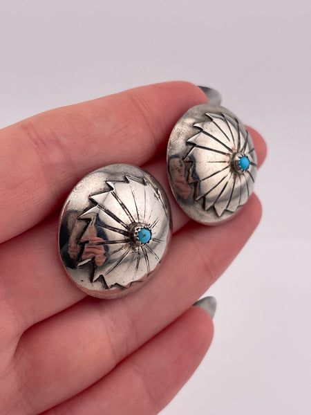 sterling silver domed turquoise concho post earrings