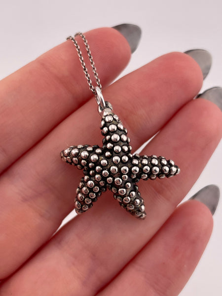 sterling silver 16-1/4" electro-form starfish necklace