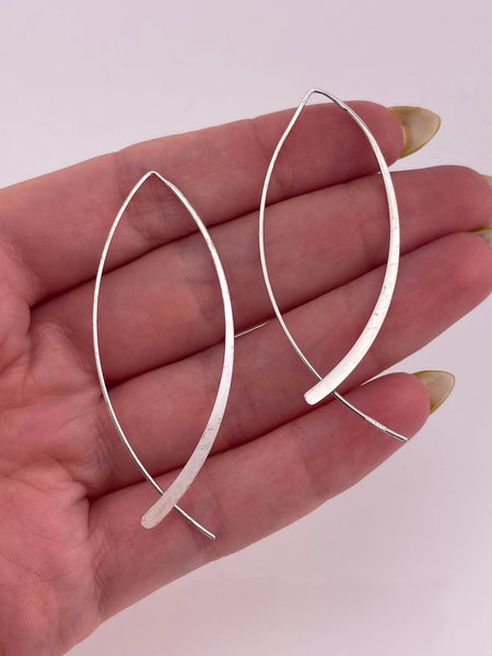 rhodium plated sterling silver lightweight threader dangle earrings **AS IS**