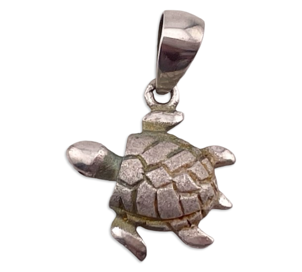 sterling silver matte finish sea turtle pendant