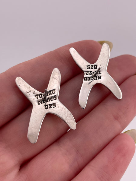 sterling silver stoneless Mexican modern 'X' post earrings