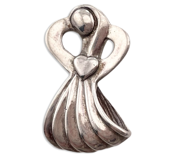 sterling silver abstract angel w/ heart pendant