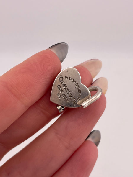sterling silver Tiffany & Co. heart shaped padlock pendant