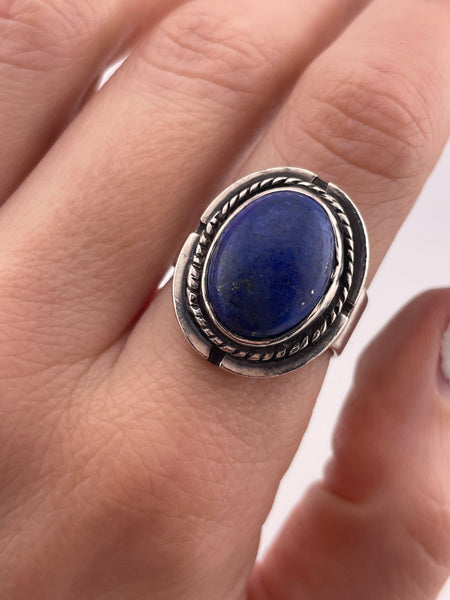 size 7.75 sterling silver lapis ring