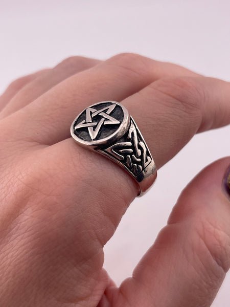 size 11.5 sterling silver pentacle pentagram star ring