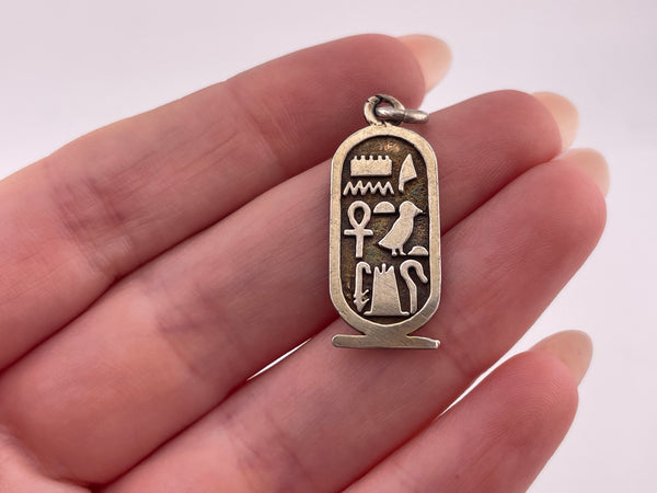 sterling silver gold wash Egyptian cartouche pendant