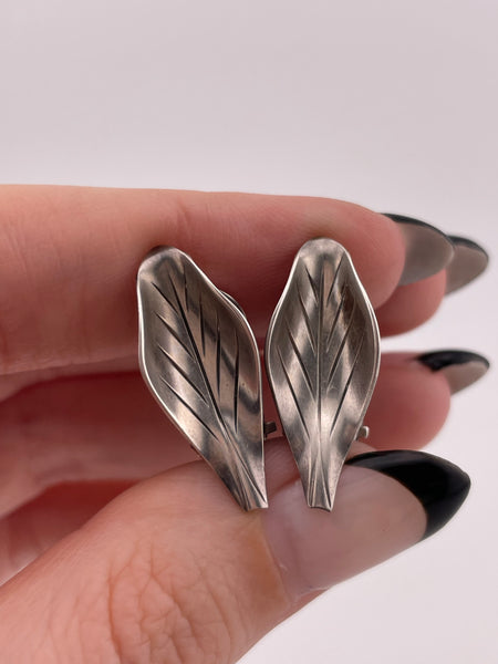 sterling silver leaf clip on earrings