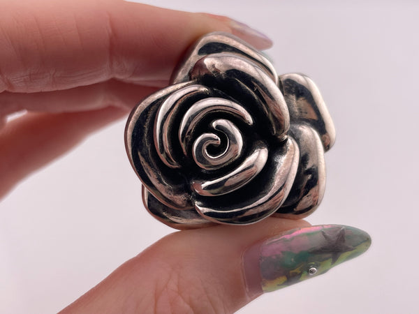 sterling silver hollow rose flower pendant