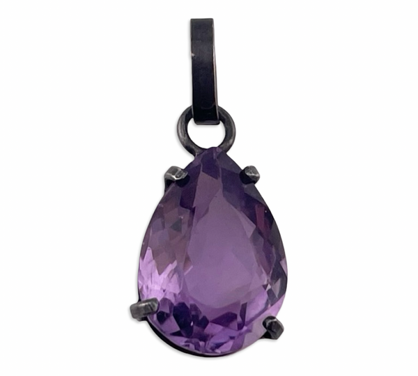 sterling silver faceted amethyst pendant