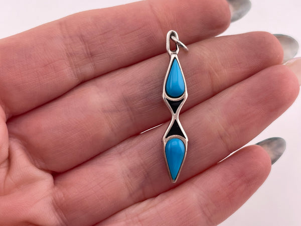 sterling silver stabilized turquoise & black resin pendant