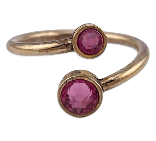 size 7.5 sterling silver gold wash plastic gems ring
