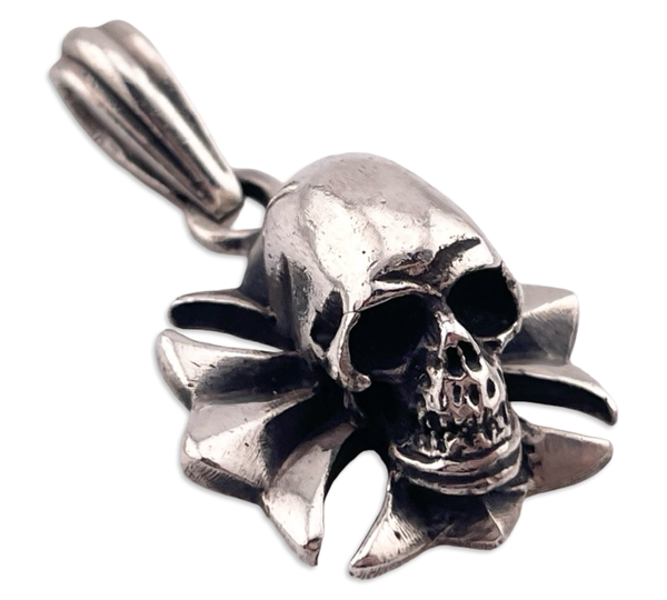 sterling silver King Baby skull cross pendant