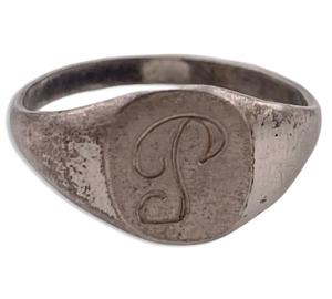 size 6.5 sterling silver 'P' letter initial signet ring