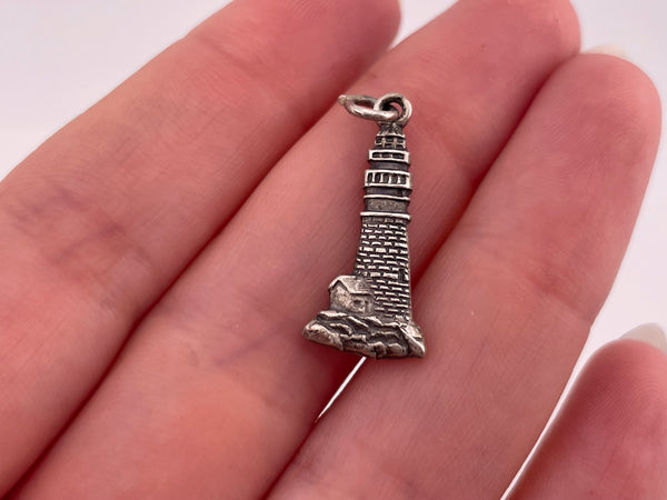 sterling silver Portland Head Light lighthouse pendant