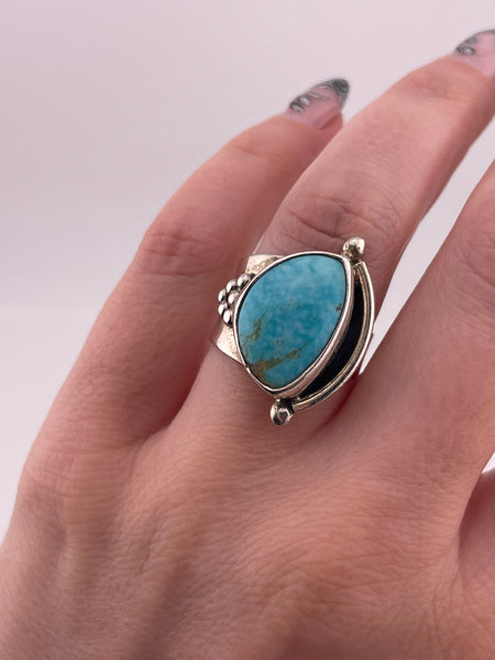 size 7 sterling silver turquoise adjustable band ring