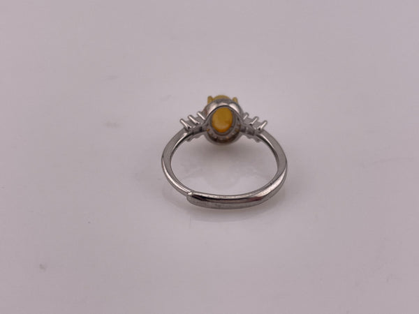 size 6.25 sterling silver synthetic opal rhinestone ring ***AS IS***