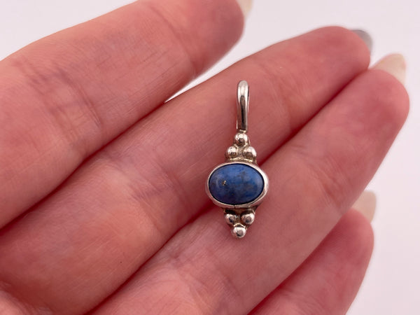 sterling silver denim lapis pendant