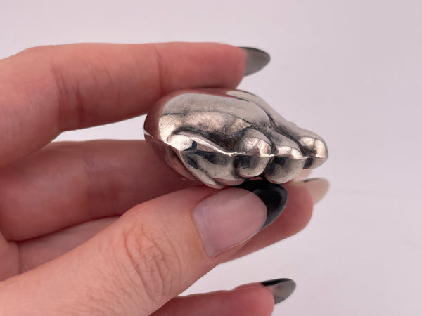 sterling silver large 3D puffy cat pendant