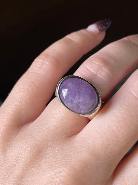 size 6 sterling silver Espo chunky heavy amethyst ring
