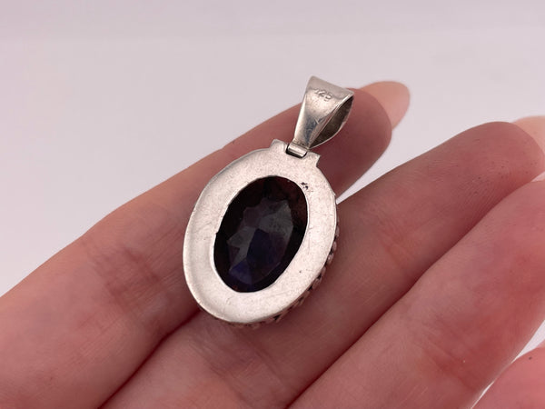 sterling silver faceted labradorite pendant