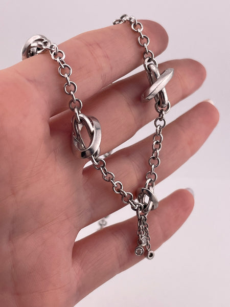 sterling silver designer Movado spacer diamond dangle necklace