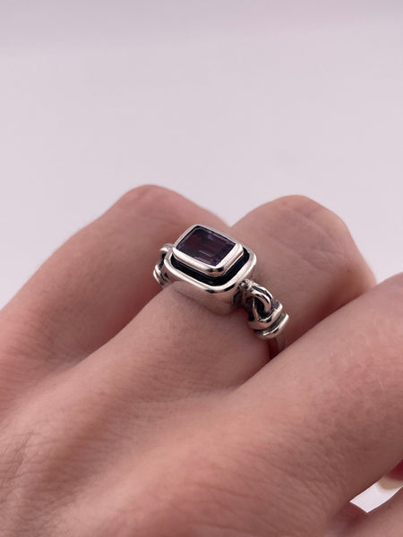 size 6.25 sterling silver Silpada faceted amethyst east west rectangle ring