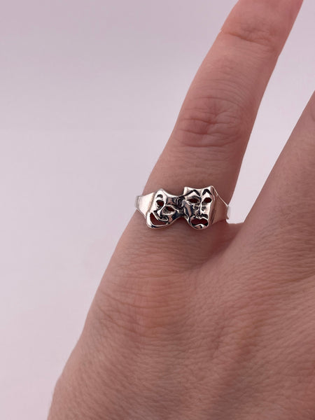 size 6.5 sterling silver comedy drama masks ring