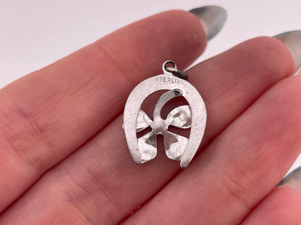 sterling silver four leaf clover wishbone pendant