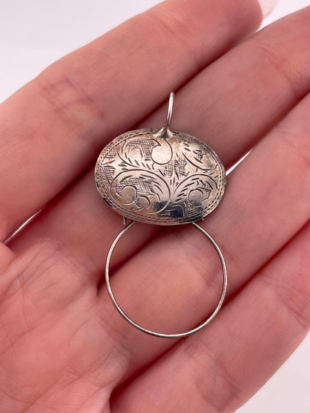 sterling silver etched charm holder pendant