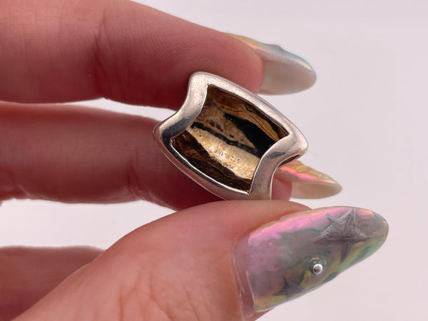 sterling silver synthetic turquoise & opal slide pendant