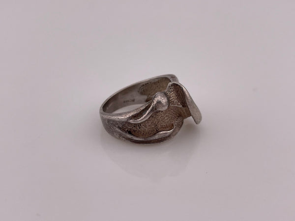 size 7 sterling silver stoneless brutalist abstract ring