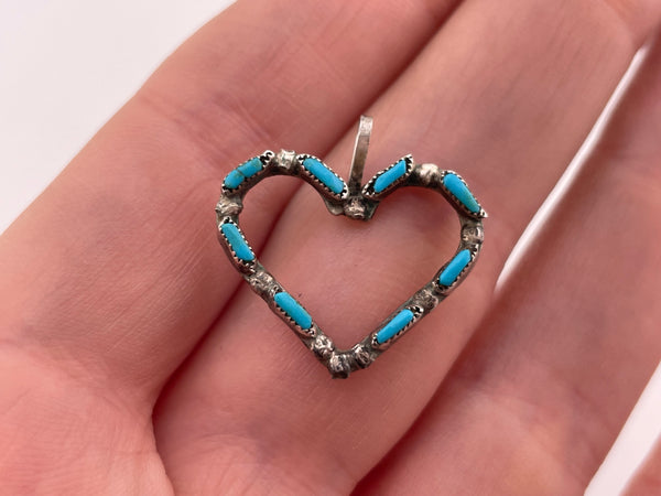 sterling silver synthetic turquoise heart pendant