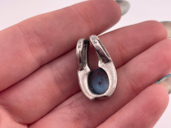 sterling silver & 18k gold faceted blue topaz pendant