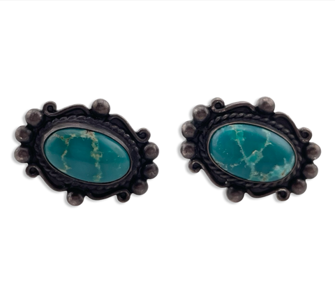 sterling silver turquoise screw-back earrings