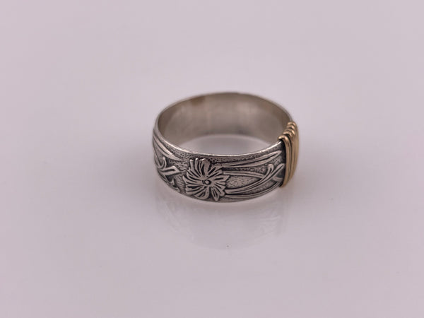 size 8.75 sterling silver gold plated floral band ring