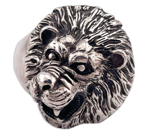 size 14 sterling silver chunky lion ring