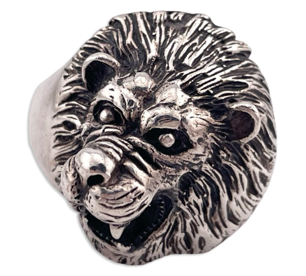 size 14 sterling silver chunky lion ring