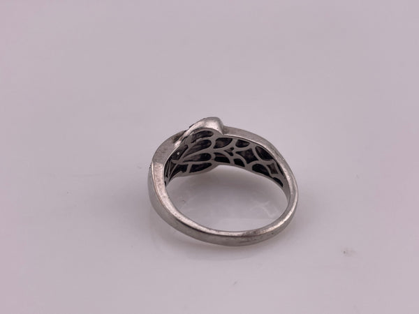 size 10 sterling silver white black lab diamond belt ring