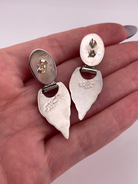 sterling silver Mexican stoneless textured door-knocker post earrings