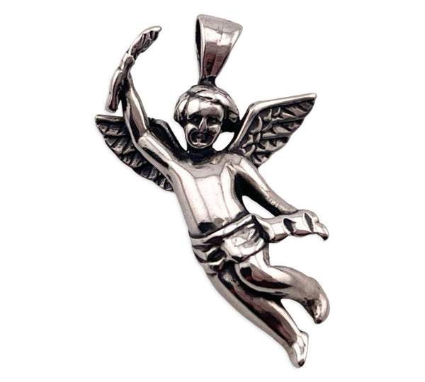 sterling silver cherub angel pendant