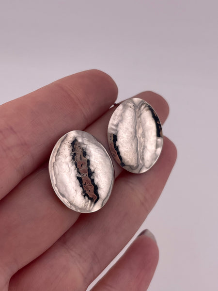 sterling silver hammered disc post earrings