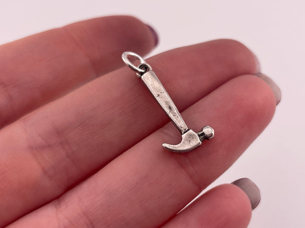 sterling silver small hammer charm pendant