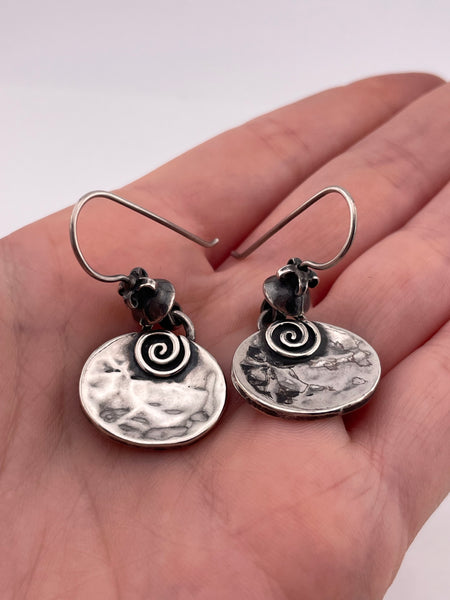 sterling silver Silpada hammered swirl hook dangle earrings