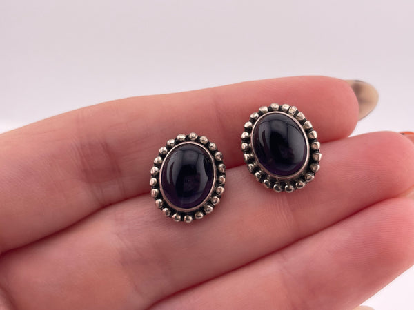 sterling silver amethyst post earrings